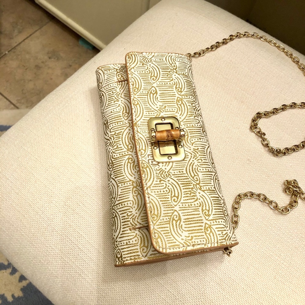 Lilly Pulitzer Gold and White Crossbody Bag